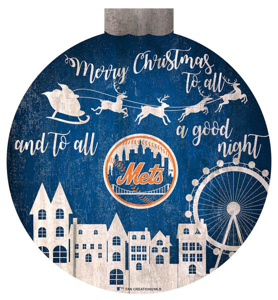 New York Mets 1033-Christmas Village 12in Wall Art