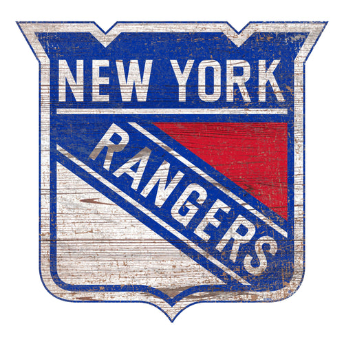 New York Rangers 0843-Distressed Logo Cutout 24in