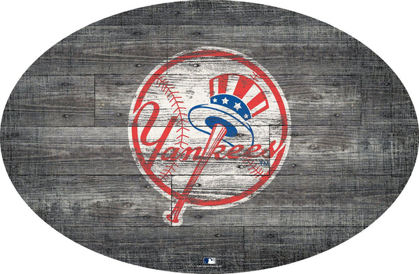 New York Yankees 0773-46in Distressed Wood Oval