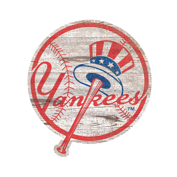 New York Yankees 0843-Distressed Logo Cutout 24in