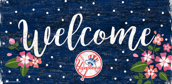 New York Yankees 0964-Welcome Floral 6x12