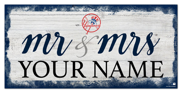 New York Yankees 1074-Script Mr & Mrs 6x12
