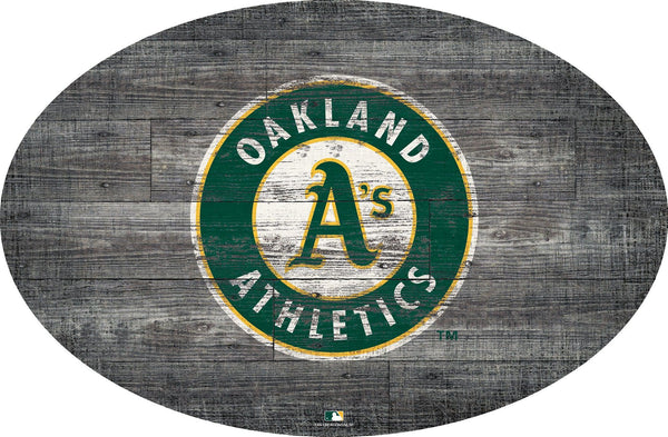 Oakland Athletics 0773-46in Distressed Wood Oval