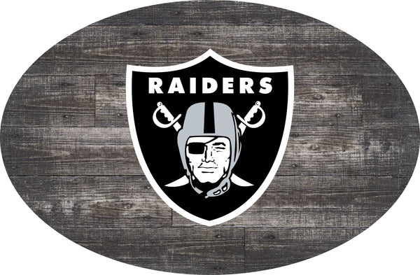 Oakland Raiders 0773-46in Distressed Wood Oval
