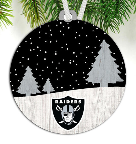 Oakland Raiders 0978-Ornament Snow Scene Round 3.5in