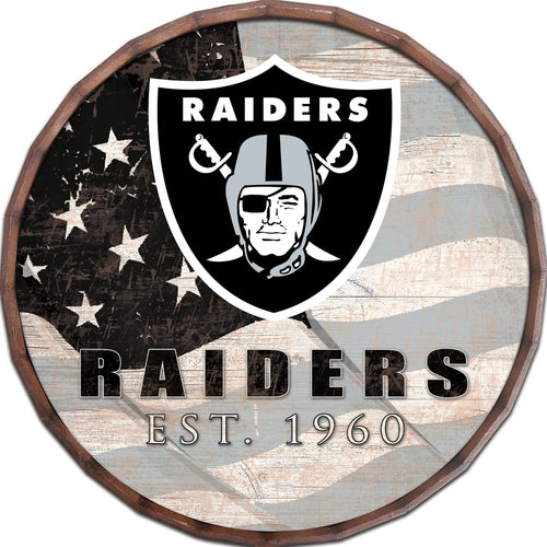 Oakland Raiders 1002-Flag Barrel Top 16"