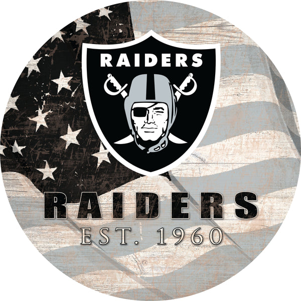 Oakland Raiders 1058-Team Color Flag Circle - 12"