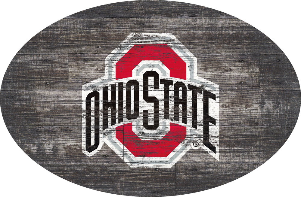 Ohio State Buckeyes 0773-46in Distressed Wood Oval