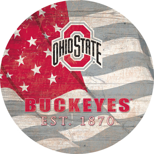 Ohio State Buckeyes 1058-Team Color Flag Circle - 12"