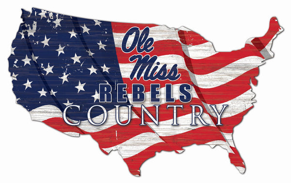 Ole Miss Rebels 1001-USA Shape Flag Cutout