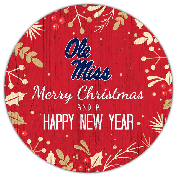 Ole Miss Rebels 1049-Merry Christmas & New Year 12in Circle