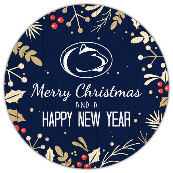 Penn State Nittany Lions 1049-Merry Christmas & New Year 12in Circle