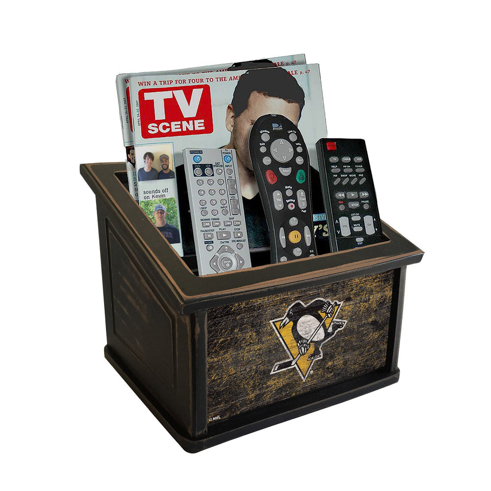Pittsburgh Penguins 0764-Distressed Media Organizer w/ Team Color
