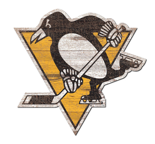 Pittsburgh Penguins 0843-Distressed Logo Cutout 24in