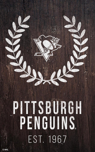 Pittsburgh Penguins 0986-Laurel Wreath 11x19