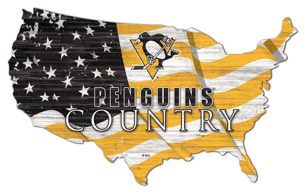 Pittsburgh Penguins 1001-USA Shape Flag Cutout