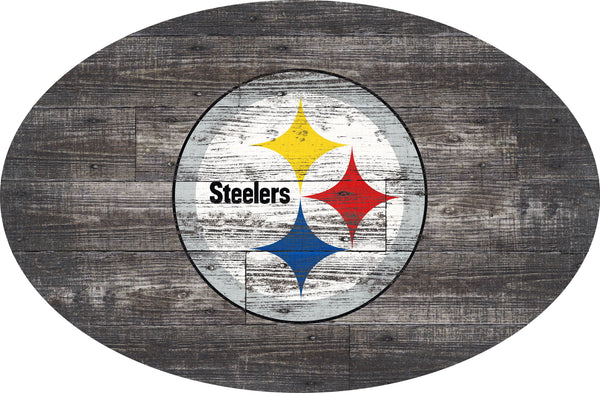 Pittsburgh Steelers 0773-46in Distressed Wood Oval