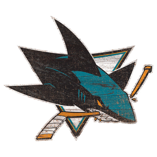 San Jose Sharks 0843-Distressed Logo Cutout 24in