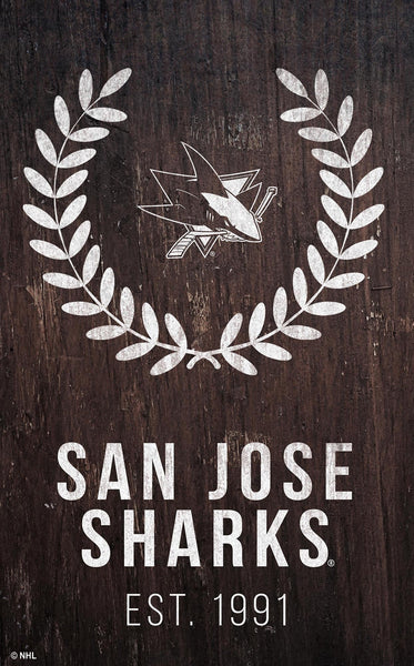 San Jose Sharks 0986-Laurel Wreath 11x19