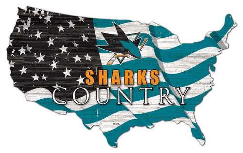 San Jose Sharks 1001-USA Shape Flag Cutout