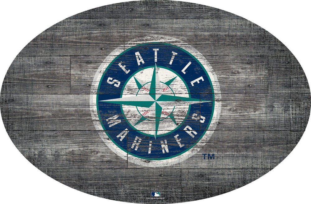 Seattle Mariners 0773-46in Distressed Wood Oval