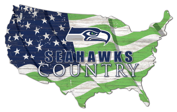 Seattle Seahawks 1001-USA Shape Flag Cutout