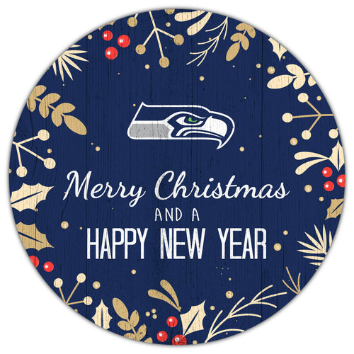 Seattle Seahawks 1049-Merry Christmas & New Year 12in Circle