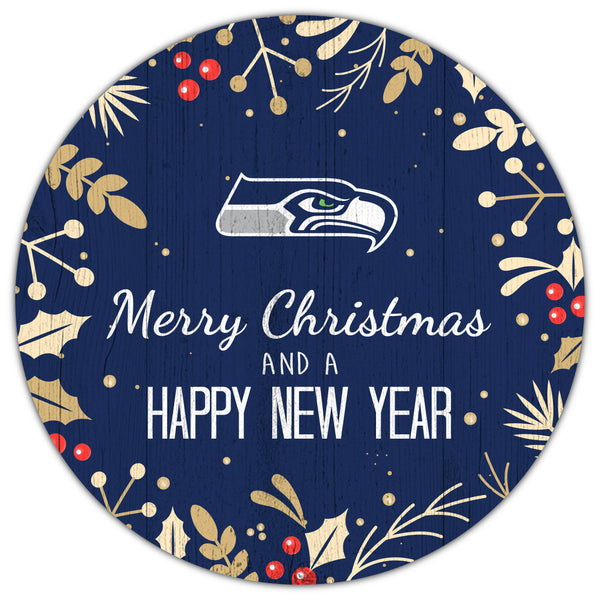 Seattle Seahawks 1049-Merry Christmas & New Year 12in Circle
