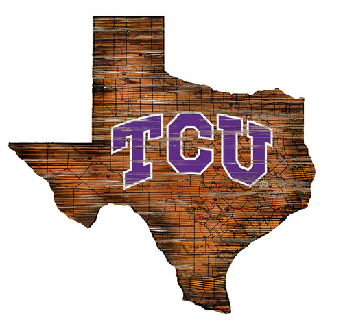TCU Horned Frogs 0894-Road Map Mini State 12in