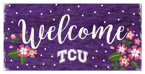 TCU Horned Frogs 0964-Welcome Floral 6x12