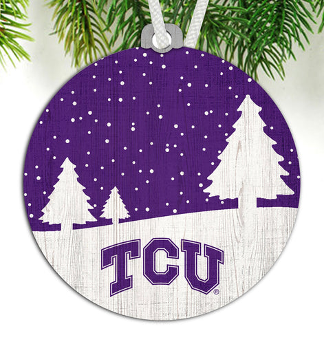 TCU Horned Frogs 0978-Ornament Snow Scene Round 3.5in