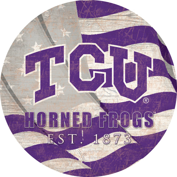 TCU Horned Frogs 1058-Team Color Flag Circle - 12"