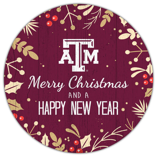 Texas A&M Aggies 1049-Merry Christmas & New Year 12in Circle