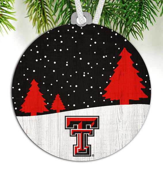 Texas Tech Red Raiders 0978-Ornament Snow Scene Round 3.5in