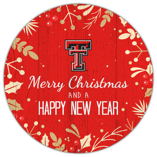 Texas Tech Red Raiders 1049-Merry Christmas & New Year 12in Circle