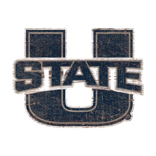 Utah State Aggies 0843-Distressed Logo Cutout 24in