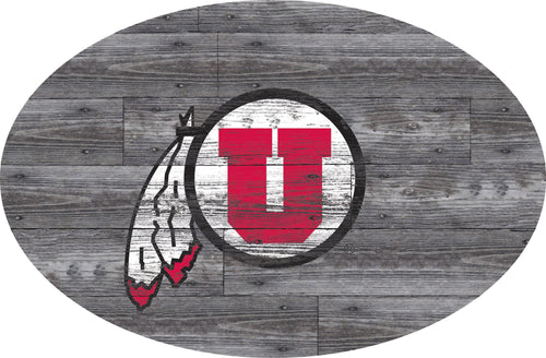 Utah Utes 0773-46in Distressed Wood Oval
