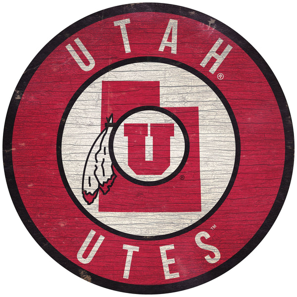 Utah Utes 0866-12in Circle w/State
