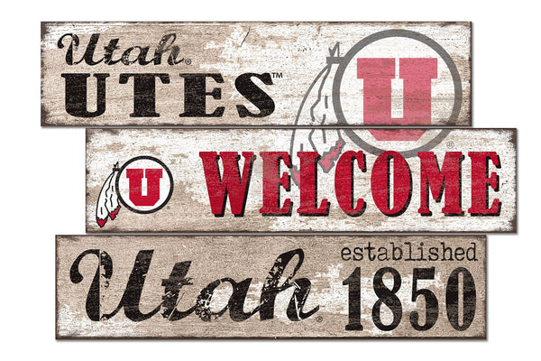 Utah Utes 1027-Welcome 3 Plank