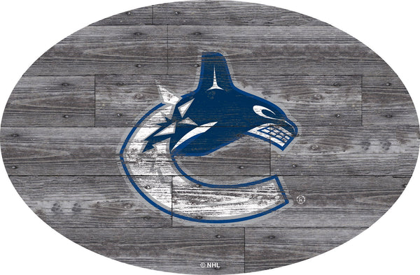 Vancouver Canucks 0773-46in Distressed Wood Oval