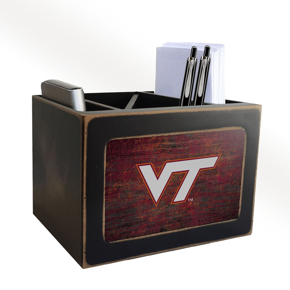 Virginia Tech Hokies 0767-Distressed Desktop Organizer w/ Team Color