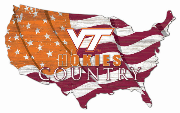 Virginia Tech Hokies 1001-USA Shape Flag Cutout