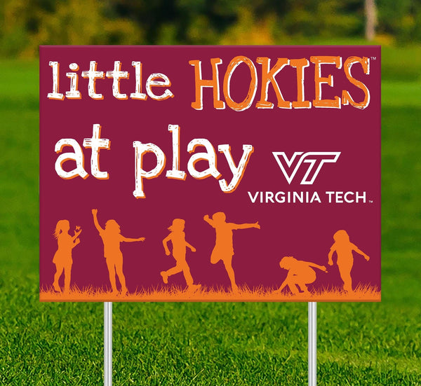 Virginia Tech Hokies 2031-18X24 Little fans at play 2 sided yard sign