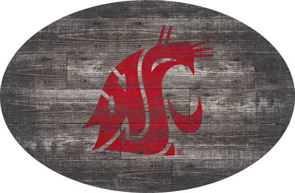 Washington State Cougars 0773-46in Distressed Wood Oval
