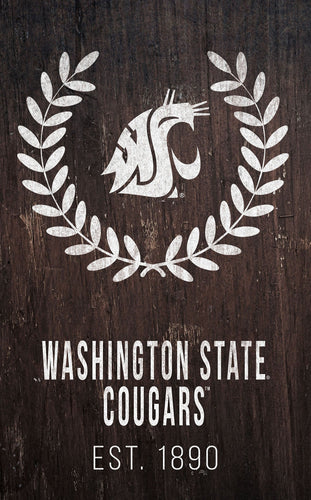 Washington State Cougars 0986-Laurel Wreath 11x19
