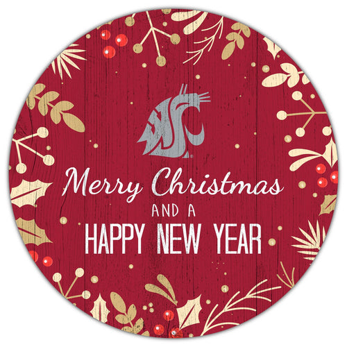 Washington State Cougars 1049-Merry Christmas & New Year 12in Circle