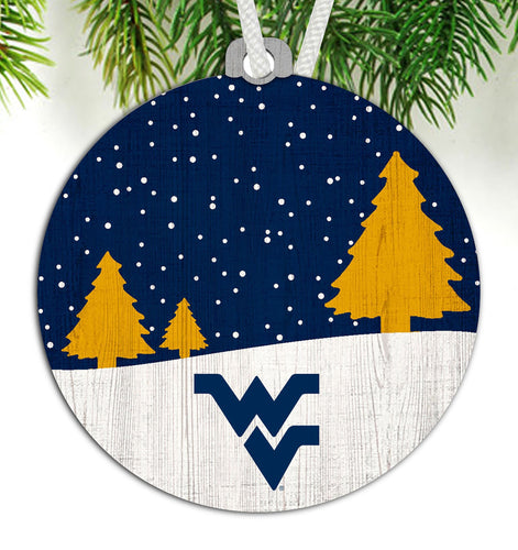 West Virginia 0978-Ornament Snow Scene Round 3.5in