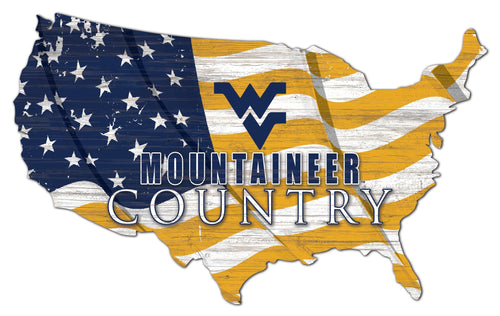 West Virginia Mountaineers 1001-USA Shape Flag Cutout