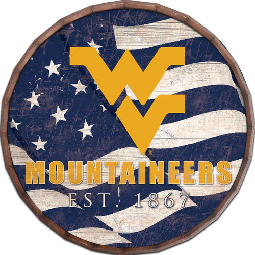 West Virginia Mountaineers 1002-Flag Barrel Top 16"