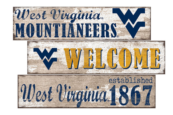 West Virginia Mountaineers 1027-Welcome 3 Plank